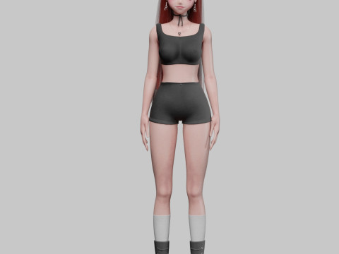 Cartoon anime girl V34603 3D Model