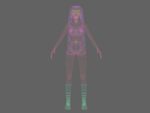 Cartoon anime girl V34603 3D Model