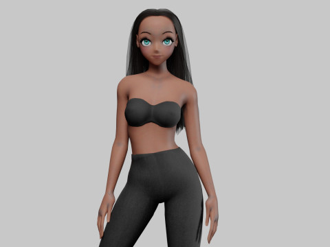 Cartoon cute girl V28042 3D Model