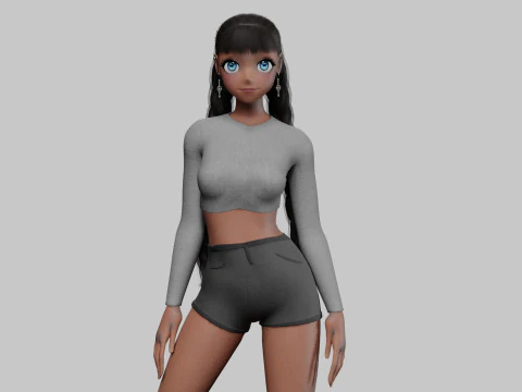 Klasik anime kız V30823 3D Model