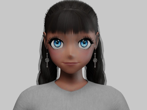 Classic anime girl V30823 3D 모델