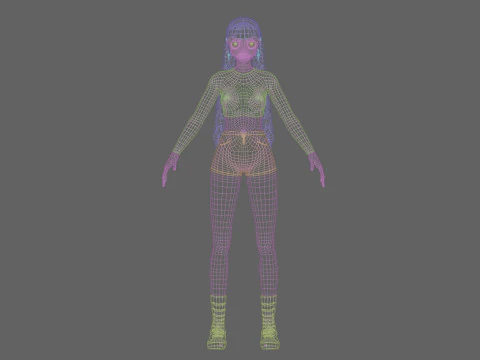 Classic anime girl V30823 3D Model
