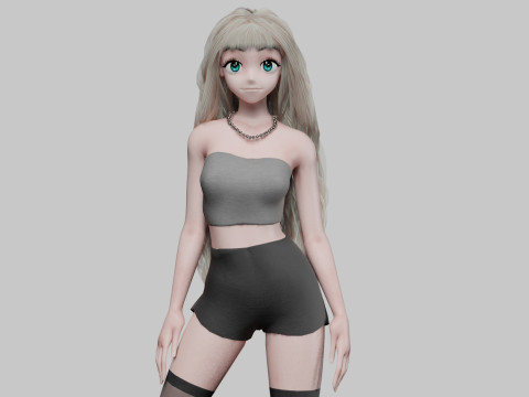 Classic cute girl V40982 3D Model