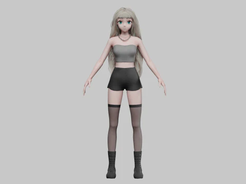 Classic cute girl V40982 3D Model