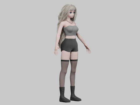 Classic cute girl V40982 3D Model