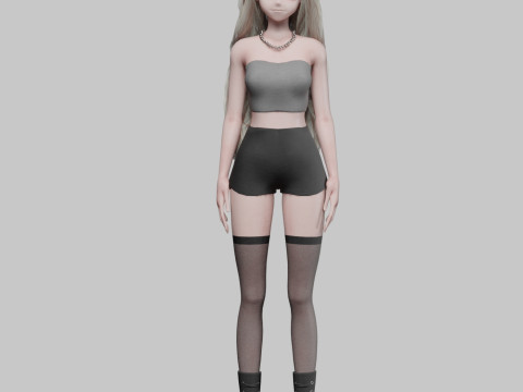 Classic cute girl V40982 Modèle 3D