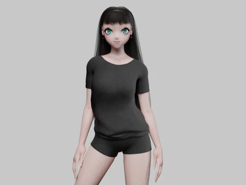 Cool anime girl V29067 3D Model