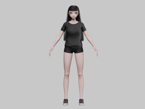 Cool anime girl V29067 3Dモデル