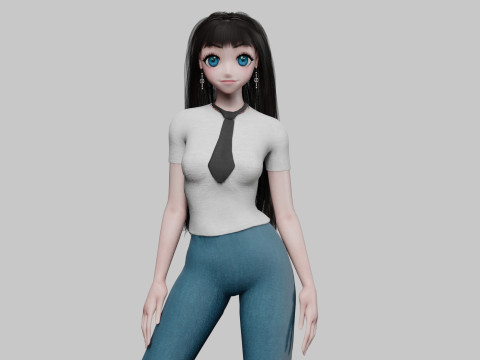 Cool Basic girl V35584 3D Model