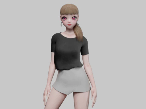Standard anime girl V25712 3D Model