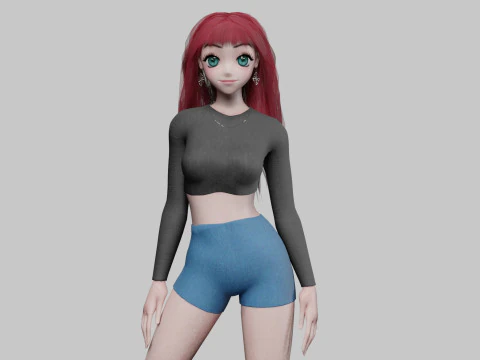 Standard cute girl V39131 3D Model