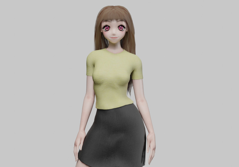 Stylized anime girl V32189 3D Модель .c4d .max .obj .3ds .fbx .stl .blend 