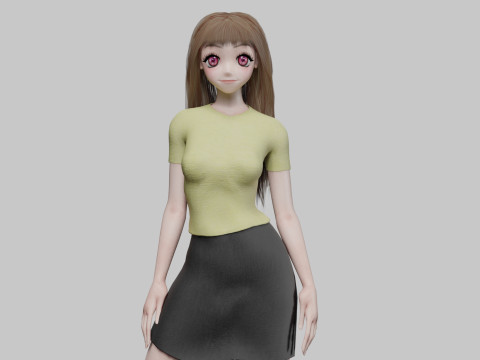 Stylized anime girl V32189 3D Model
