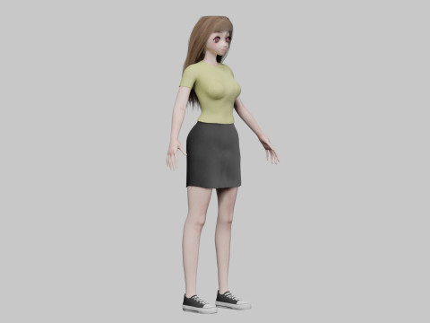 Stylized anime girl V32189 3D Модель