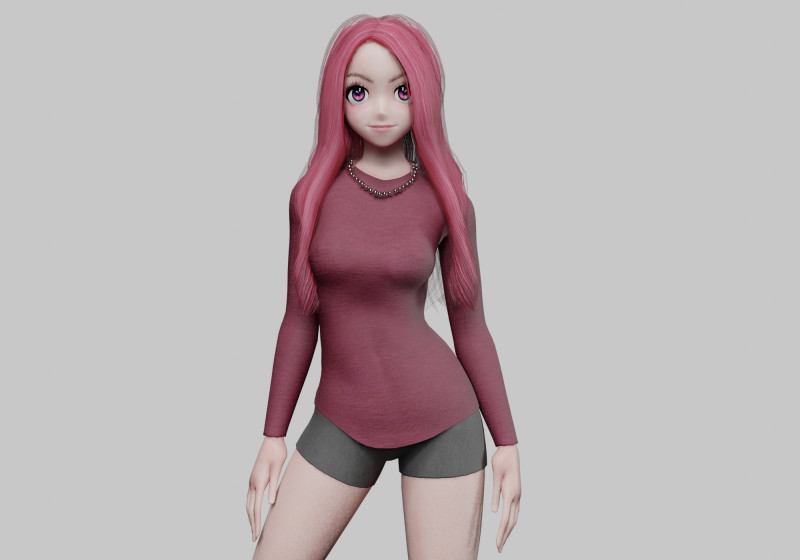 Sweet anime girl V26462 3D मॉडल .c4d .max .obj .3ds .fbx .stl .blend 