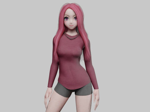 Sweet anime girl V26462 3D Модель