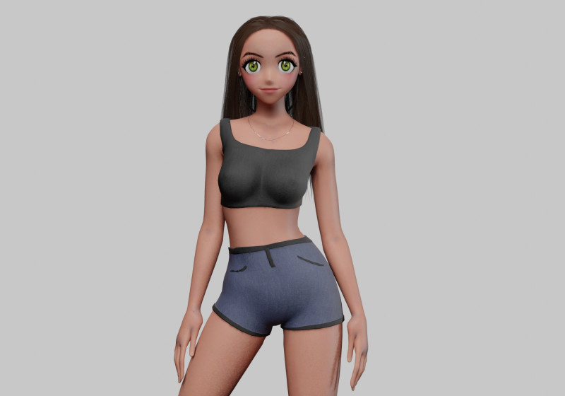 Teen anime girl V33026 3D 模型 .c4d .max .obj .3ds .fbx .stl .blend 