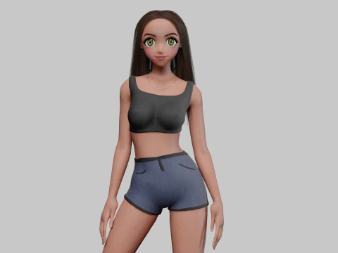 Teen anime girl V33026 3D Model