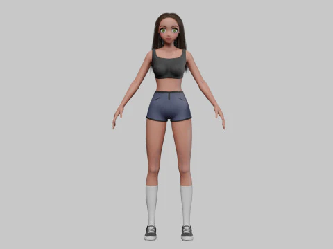 Teen anime girl V33026 3D Model