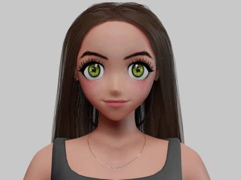 Teen anime girl V33026 3D 模型