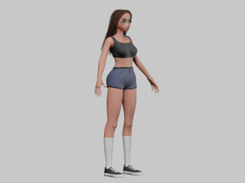 Teen anime girl V33026 3D Model