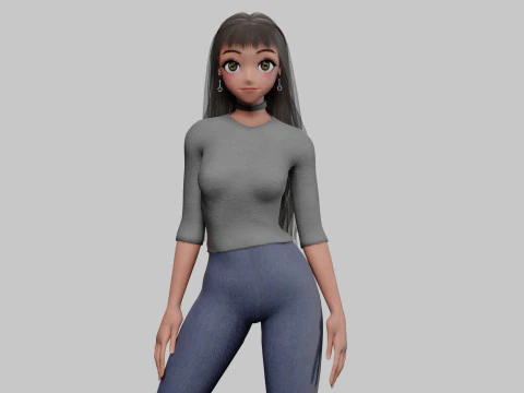 Young anime girl V33931 3D Model