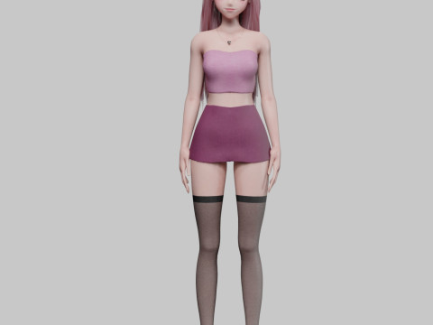 Young cute girl V33998 3D-Modell