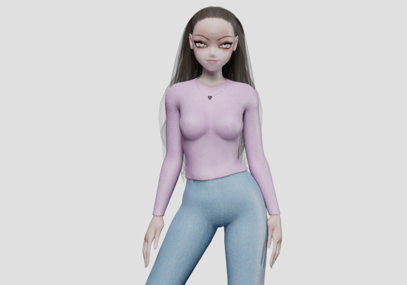 Anime Basic girl V30635 Model 3D .c4d .max .obj .3ds .fbx .stl .blend 