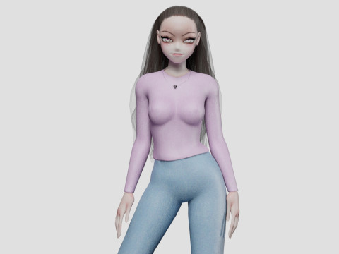 Anime Basic girl V30635 3D Model