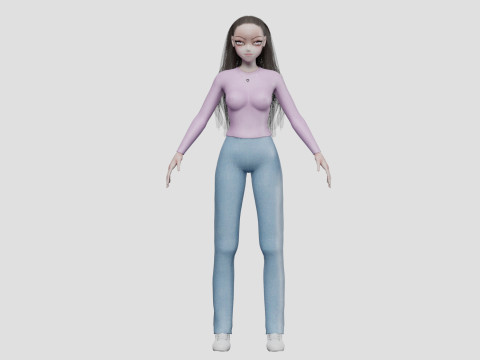 Anime Basic girl V30635 Model 3D