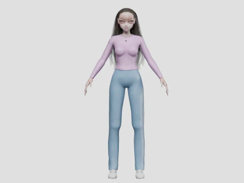 Anime Basic girl V30635 3D Model
