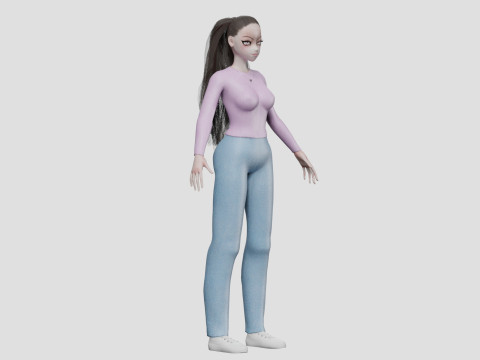 Anime Basic girl V30635 Model 3D