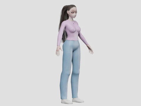 Anime Basic girl V30635 3D Model