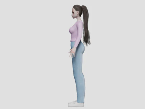 Anime Basic girl V30635 3D Model