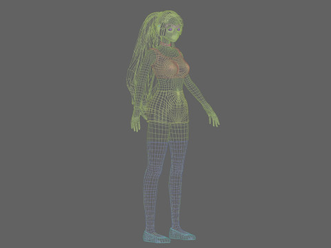Anime Beautiful girl V28892 Model 3D