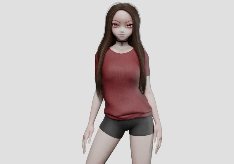 Anime classic girl V27320 3D Model .c4d .max .obj .3ds .fbx .stl .blend 