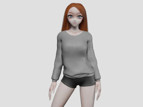Anime cool girl V34144 3D Model
