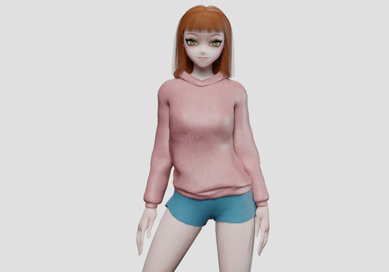 Anime cute girl V31452 3Dモデル .c4d .max .obj .3ds .fbx .stl .blend 