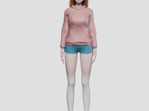 Anime cute girl V31452 3D Model