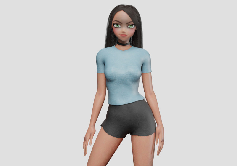 Anime Standard girl V32132 3D Model .c4d .max .obj .3ds .fbx .stl .blend 