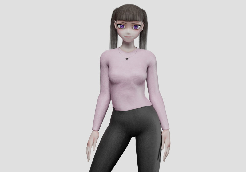 Anime Young girl V27342 Modelo 3D .c4d .max .obj .3ds .fbx .stl .blend 