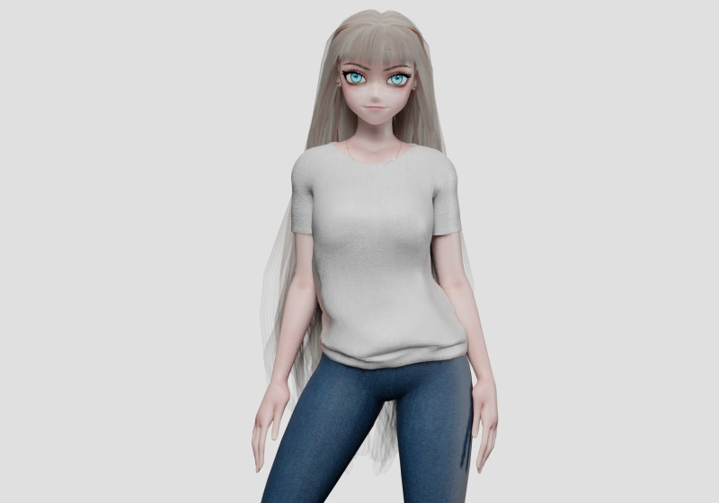 Basic anime girl V33020 3D Модель .c4d .max .obj .3ds .fbx .stl .blend 