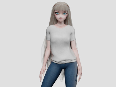 Basic anime girl V33020 3D Model