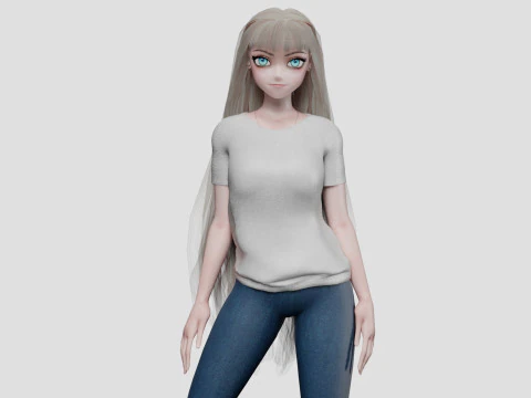 기본 애니메이션 소녀 V33020 3D 모델