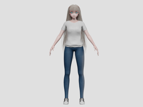 Basic anime girl V33020 3D Модель