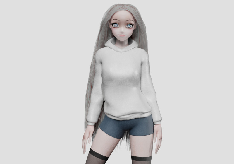 Basic cool girl V35959 3D Model .c4d .max .obj .3ds .fbx .stl .blend 