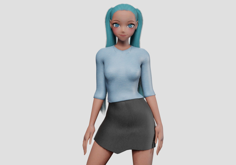 Basic Standard girl V22507 Modello 3D .c4d .max .obj .3ds .fbx .stl .blend