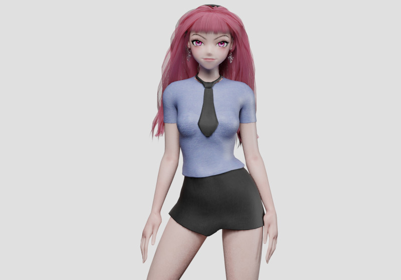Beautiful Basic girl V35124 3D Model .c4d .max .obj .3ds .fbx .stl .blend 