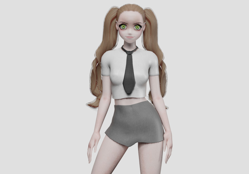 Beautiful cute girl V35332 3D Model .c4d .max .obj .3ds .fbx .stl .blend 