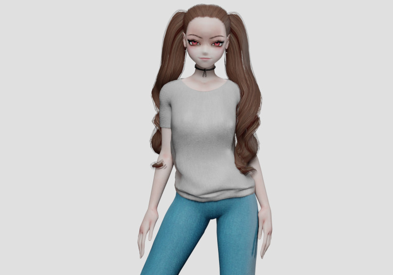Cartoon anime girl V36497 3Dモデル .c4d .max .obj .3ds .fbx .stl .blend 